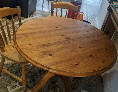 Solid pine round dining table - solid,