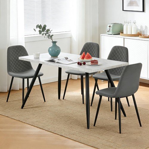 Dining table set grey white - table,